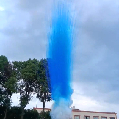 공장 6발 파란색 보라색 녹색 연기 지뢰 내부 튜브 무료 불꽃놀이 결혼식 파티 축제 낮 시간 케이크 불꽃