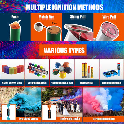 OEM Colorful Smoke Bomb Fireworks Two Color Change Pull Lace Customized